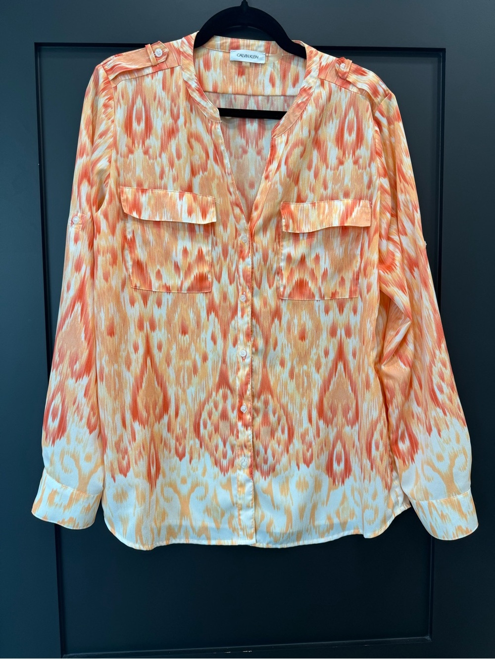 Calvin Klein Orange Button-Front Blouse
